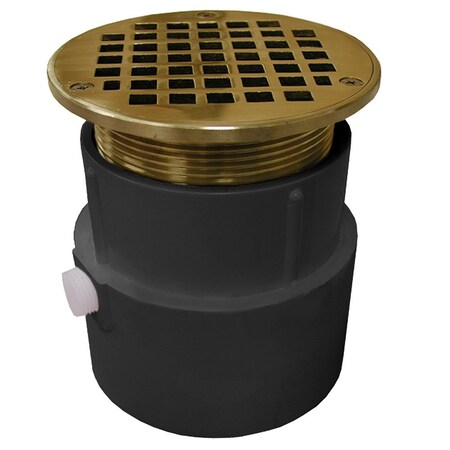 4 In. PVC Over Pipe Fit Drain Base With 3-1/2 In. Metal Spud And 6 In. Nickel Bronze Strainer